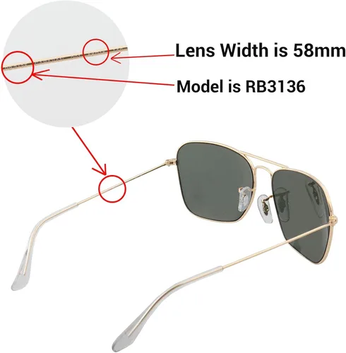 Miniatura 5 de Walleva Lentes de repuesto para lentes de sol Ray-Ban RB3136 Caravan de 2.283in, múltiples opciones disponibles