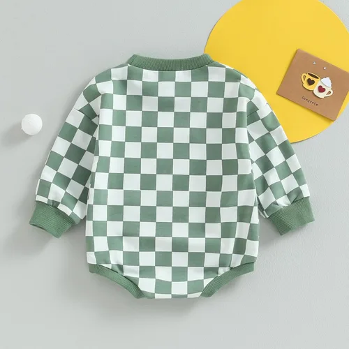 Miniatura 11 de Karuedoo Sudadera a cuadros para bebé niño y niña, mameluco de gran tamaño, manga larga, con burbujas, ropa neutra para otoño
