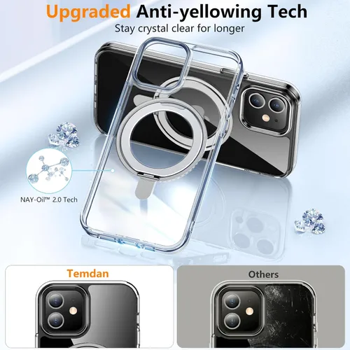 Miniatura 5 de Magnética para iPhone 12 e iPhone 12 Pro Funda, [con Soporte de Anillo Magnético Invisible Giratorio 360°][A Prueba de Golpes][Compatible