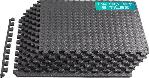Yes4All 24SQFT-120SQFT - Tapete de ejercicio de rompecabezas para gimnasio en casa, baldosas de espuma EVA entrelazadas con borde para equipo de