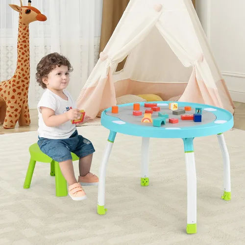 Miniatura 8 de BABY JOY Centro de actividades 5 en 1 para bebés, puentes y gorilas con juguetes extraíbles, luces y música, 3 alturas ajustables, centro de juego