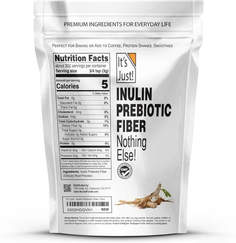 Miniatura 2 de It's Just! - Fibra prebiótica de inulina, soluble en agua, polvo de raíz de achicoria, promueve la salud intestinal, fabricado en Estados Unidos