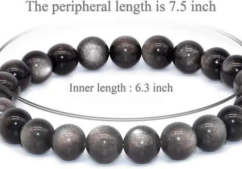 Miniatura 3 de DAZCOLO - Pulsera de gemas hecha a mano de 7,5 pulgadas, piedras preciosas elásticas de 8 mm, cuentas redondas, cristales de cuarzo, unisex