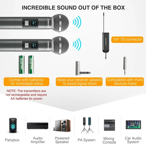 Miniatura 6 de Phenyx Pro Sistema de micrófono inalámbrico digital dual PDP-2-2H Bundle con receptor inalámbrico portátil PWR-P-900