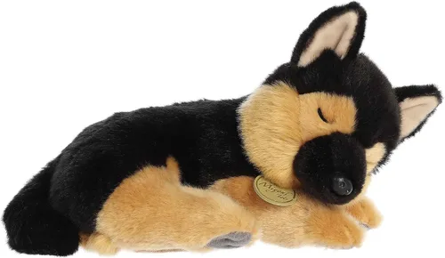 Aurora® Adorable peluche Miyoni® Tots Sleepy German Shepherd Pup – Detalles realistas que hacen un compañero apreciado – Perfecto para decorar