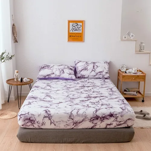 Miniatura 8 de jejeloiu Juego de sábanas de mármol marrón, tamaño individual, 2 piezas, sábana bajera ajustable de bolsillo profundo suave con 1 funda de almohada