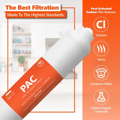 Miniatura 2 de Express Water 1 paquete de repuesto de filtro de agua de carbón posactivado, 5 micrones, 10 pulgadas, sistema de ósmosis inversa y debajo