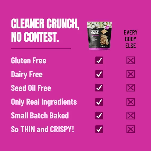 Miniatura 8 de Every Body Eat Galletas sin gluten, cebollino y ajo – Galletas de ajo, aperitivos veganos saludables, sin lácteos, galletas sin aceite de semillas