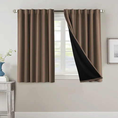 Miniatura 81 de H.VERSAILTEX Cortinas 100% opacas para dormitorio con forro negro, cortinas de oscurecimiento de habitación completa, con aislamiento térmico