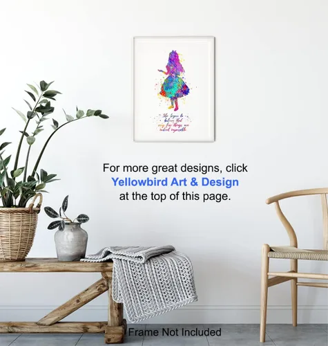 Miniatura 6 de Cita inspiradora – Impresión artística de pared del país de las maravillas de Alicia – Gran regalo motivacional – Póster de decoración de habitación