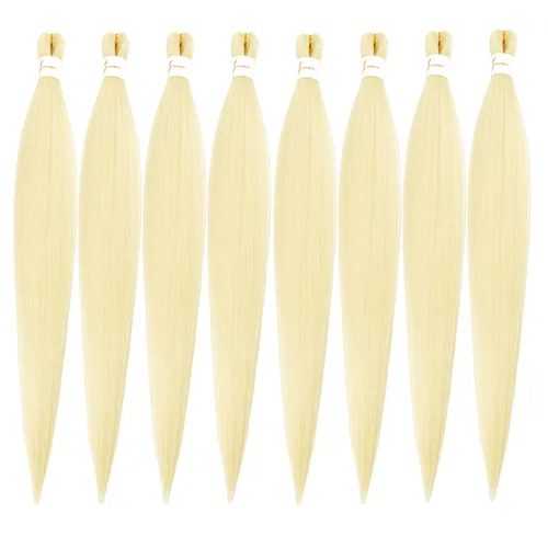 Miniatura 11 de Cabello trenzado preestirado de 24 pulgadas, 8 paquetes de extensiones de cabello sintético de fácil trenzado sintético profesional suave textura #1B