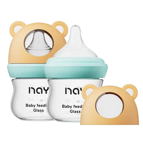 Miniatura 10 de yanyoyo Biberón de vidrio natural para bebés que amamantan, biberón anticólicos de 8 onzas con pezón de respuesta natural (M), transparente, cuello
