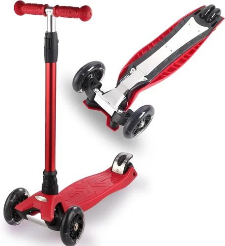 Miniatura 10 de Patinete de 3 ruedas para niños de 6 a 12 años, patinete infantil con ruedas iluminadas, diseño de cubierta resistente y 4 alturas ajustables, Rosa
