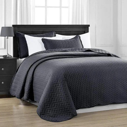 Miniatura 86 de MOONLIGHT20015 Paquete de 8 Colchas Tamaño King para Cama (106" x 96") - Venta al Por Mayor para Hoteles, Dormitorios de Huéspedes y Airbnbs - Gris