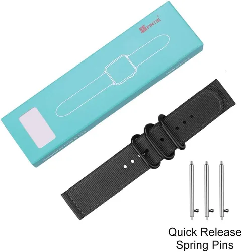 Miniatura 8 de FINTIE Correas compatibles con Fitbit Versa 2/1 / Lite Edition, correa de repuesto de nailon suave (negro)
