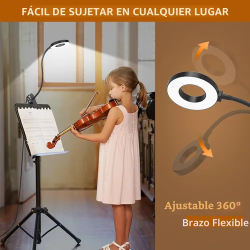 Miniatura 4 de Lámpara de escritorio iZELL, [3 modos de color y 10 niveles de brillo] luz LED de lectura con abrazadera, brazo flexible de silicona para libros