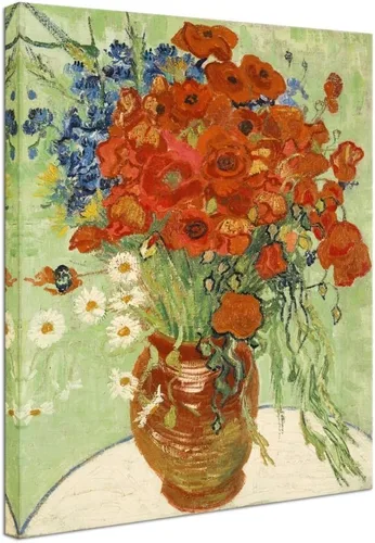 Miniatura 11 de Wieco Art - Arte enmarcado para pared de "Varios amapolas rojas y margaritas" por Vincent Van Gogh, reproducción de pinturas, lienzos abstractos