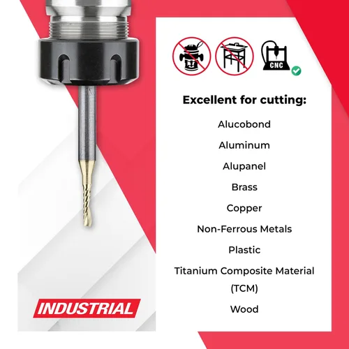 Miniatura 3 de Amana Tool CNC de carburo sólido espiral O flauta arriba-corte, broca de aluminio de corte de enrutador, recubierto de ZrN, 51470-Z, 1/16 D x 1/4 CH