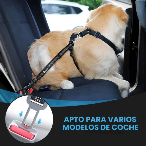 Miniatura 3 de SlowTon Cinturón de seguridad para perro para automóvil, paquete de 2 cinturones de seguridad ajustables con amortiguador elástico elástico, 2 en 1