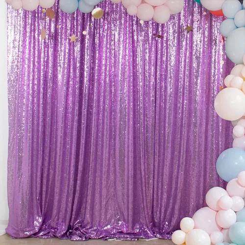 Miniatura 60 de ShinyBeauty Cortinas de lentejuelas 2 paneles 2 pies x 8 pies verde iridescente, telón de fondo para fotomatón, fondo para graduaciones, baby