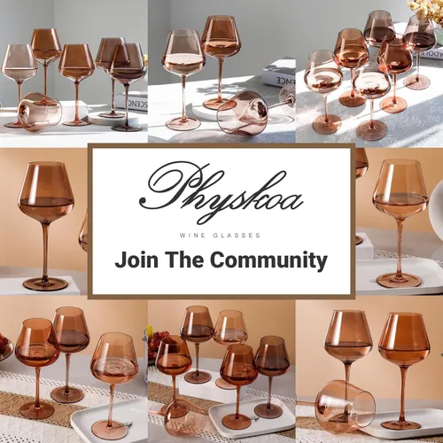 Miniatura 7 de Juego de copas de vino Physkoa Venus de 6 - 532ml Copas de vino ámbar sopladas a mano con tallo, copas de vino de color melanina única, cristalería