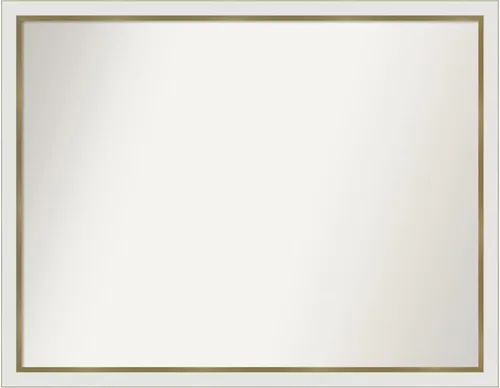 Miniatura 112 de Amanti Art Espejo de baño blanco para sobre el fregadero, 30 x 35 pulgadas, espejo de tocador rectangular estrecho de Eva de oro blanco, marco