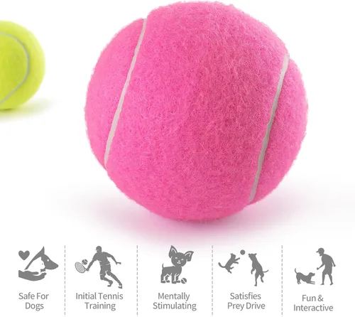 Miniatura 7 de PHOEPET - Juego de 6 pelotas de tenis para entrenamiento principiante, pelotas a granel para perros para juegos de buscar y morder (colores surtidos)