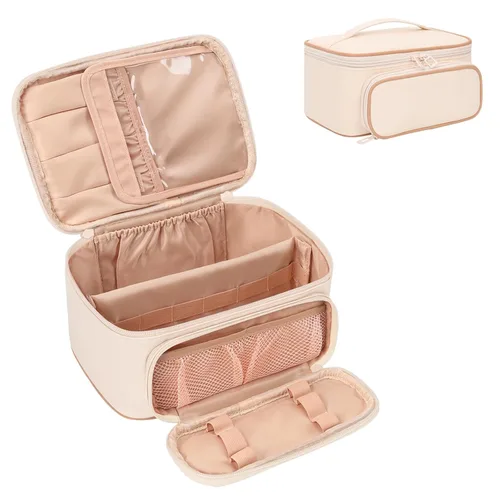 Miniatura 21 de OCHEAL Makeup Bag,Travel Makeup Organizer Bag, Cute Cosmetic Bags for Women Girls Travel Toiletry Bag Traveling With Brush Slot And Divider-Floral
