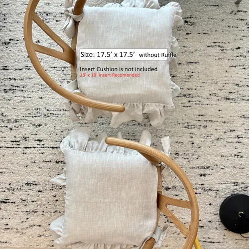 Miniatura 7 de Funda para Cojín de Silla Coreana 44 x 44 cm, con Lazos y Volantes, Decoración de Granja, Solo Fundas, Regalo para Mamá (Beige Sólido)