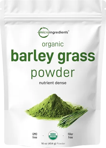 Polvo de hierba de cebada orgánica, 16 onzas, cultivado en Estados Unidos, rico en vitaminas, minerales, fibras y antioxidantes, mezcla de verduras