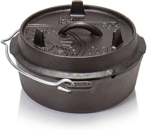 Petromax Horno holandés de hierro fundido para cocinar u hornear al aire libre sobre una fogata o en la cocina del hogar, los utensilios de cocina