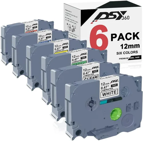 Cinta de etiquetas de repuesto compatible para Brother TZe-231 TZe-131 TZe-431 TZe-531 TZe-631 TZe-731 0.472 in 0.47 Laminada