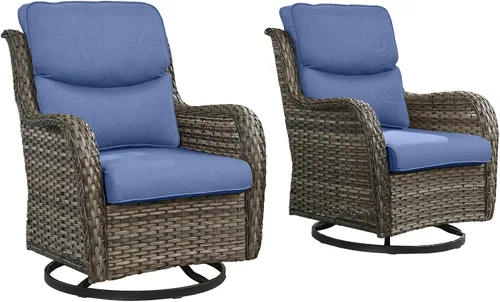 Miniatura 64 de Rilyson Mecedora de mimbre - Juego de 2 sillas mecedoras de mimbre para patio, sillas mecedoras de ratán para porche al aire libre, terraza, jardín