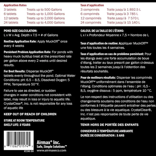 Miniatura 3 de CrystalClear MuckOff, Tratamiento Natural de Lodo para Estanques, Aguas Tranquilas para Jardines, Eliminador de Lodo para Fuentes y Baños de Aves