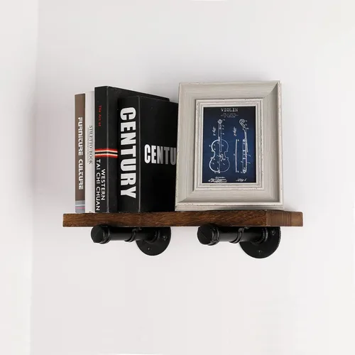 Miniatura 4 de Soportes industriales de tubo de hierro negro de 3/4 pulgadas, soportes rústicos para colgar en la pared, soportes de tubería personalizados