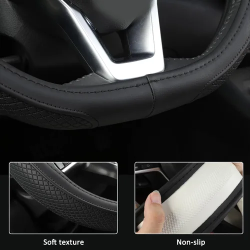Miniatura 5 de West Llama - Funda personalizada para volante de automóvil para Nissan, funda para volante en forma de D para Rogue, Altima, Kicks (Forma D-Negro)