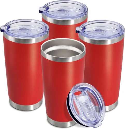Miniatura 37 de Vaso de viaje de café de 20 onzas a granel con tapa, acero inoxidable de doble pared aislada al vacío, tazas con recubrimiento en polvo, para Rosa