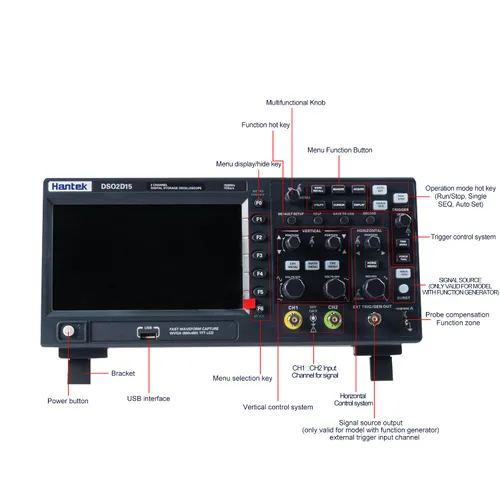 Miniatura 4 de Hantek Osciloscopio de almacenamiento digital DSO2D15 150MHz 1GSa/s 8M, 2 canales, 2CH+1CH con fuente de señal