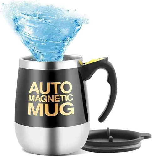 Mengshen Taza de café autoagitadora/mezcla magnética automática del té de chocolate caliente de la proteína del cacao 13.5 fl oz, A006M negro, Taza