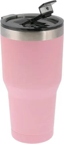 Miniatura 2 de Doble pared aislada al vacío, vaso de acero inoxidable con tapa de bloqueo, recubrimiento en polvo duradero, bebida fría y bebidas calientes, rosa