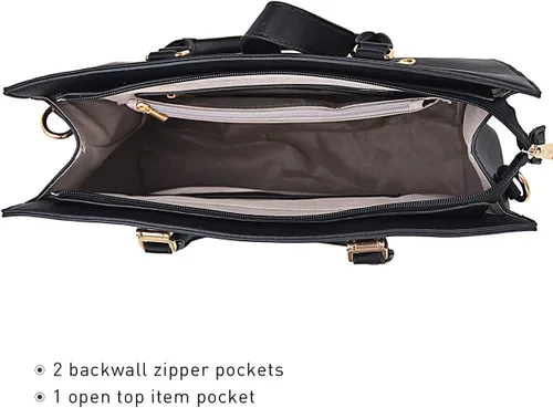 Miniatura 5 de Bolso de mano para mujer con solapa, bolso de hombro con correa, bolso de mano con asa superior, bolso tote, bolso satchel, monedero, bolso de Negro