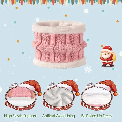 Miniatura 3 de Conjunto de gorro de invierno para niños de 1 a 10 años de edad, guantes y guantes de punto, calentador de cuello, forro polar cálido
