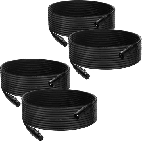 Cable DMX 25 pies, paquete de 4 Cables DMX de 3 pines flexibles de señal XLR macho a hembra, adecuado para conexión de señal XLR de iluminación de