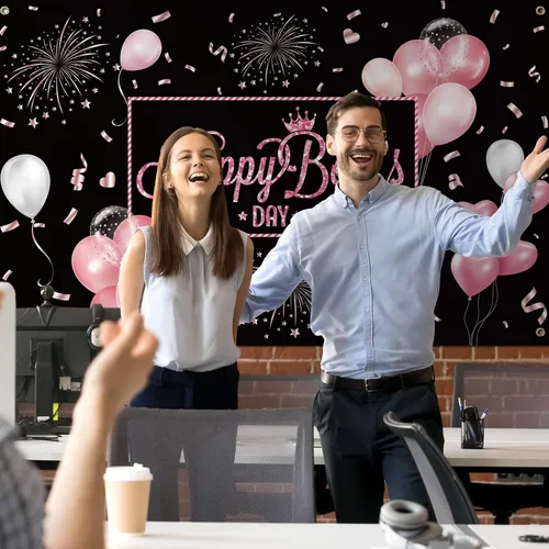 Miniatura 6 de Mixweer Fondo de 71 x 43 pulgadas para decoración del Día del Jefe, cartel de fotos rosa femenino para oficina, suministros de fiesta