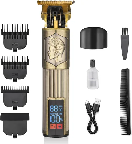 Cortadora de pelo profesional para hombres, recortadora de pelo profesional, recortadora de barba, afeitadora de cuchilla en T, kit de corte de pelo