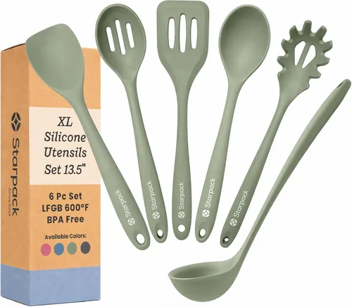 Starpack 'Like a Boss' XL - Juego de utensilios de cocina de silicona prémium (6 piezas) de 13 pulgadas, utensilios de cocina resistentes al calor