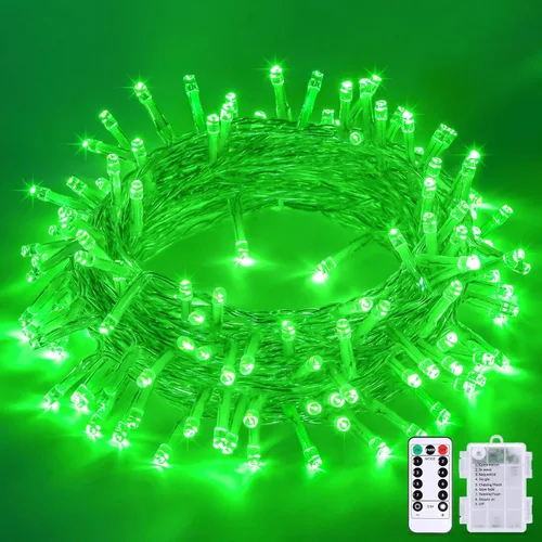 Miniatura 32 de JMEXSUSS Luces de Navidad multicolor que funcionan con pilas con 8 modos de control remoto, impermeables, 33 pies, 100 luces LED de Navidad