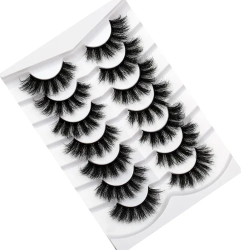 Miniatura 27 de Pooplunch - Pestañas postizas finas de visón sintético, estilo ojo de gato, naturales, cruzadas, tipo racimo, efecto 8D de volumen, tiras
