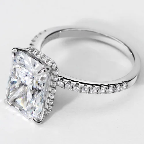 Miniatura 4 de michooyel S925 - Anillo de compromiso de circonita cúbica de corte radiante de 4 quilates anillo de compromiso de boda de plata de ley para mujer