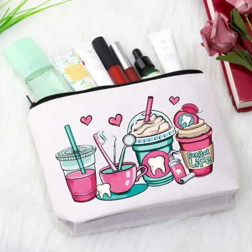Miniatura 5 de GJTIM Bolsa de cosméticos para enfermeras e higienistas - Regalo de asistente dental con bolsa con cremallera